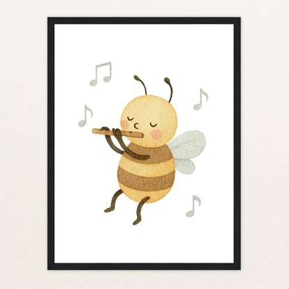 Bibi die Biene - Motiv: "Flöte" Poster mit Holzrahmen von tinylearner