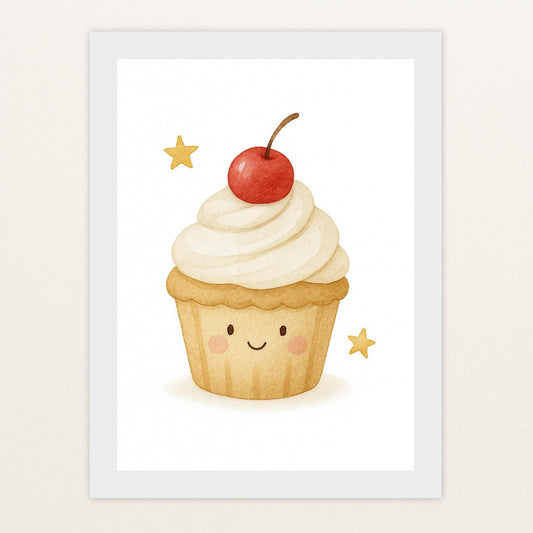 Süßes: Cupcake Poster mit Holzrahmen von tinylearner