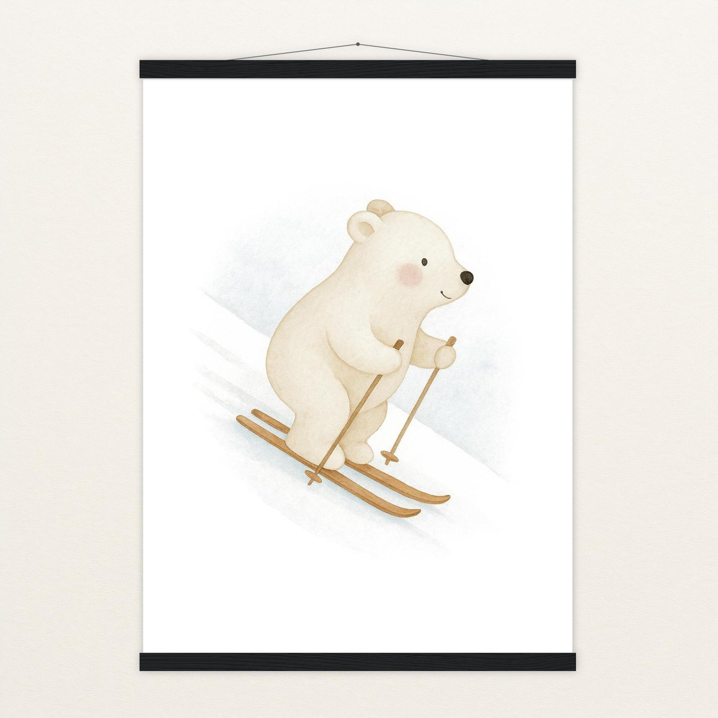 Pummel der Polarbär - Motiv: "Ski" Poster mit Leisten von tinylearner