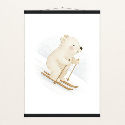 Pummel der Polarbär - Motiv: "Ski" Poster mit Leisten von tinylearner