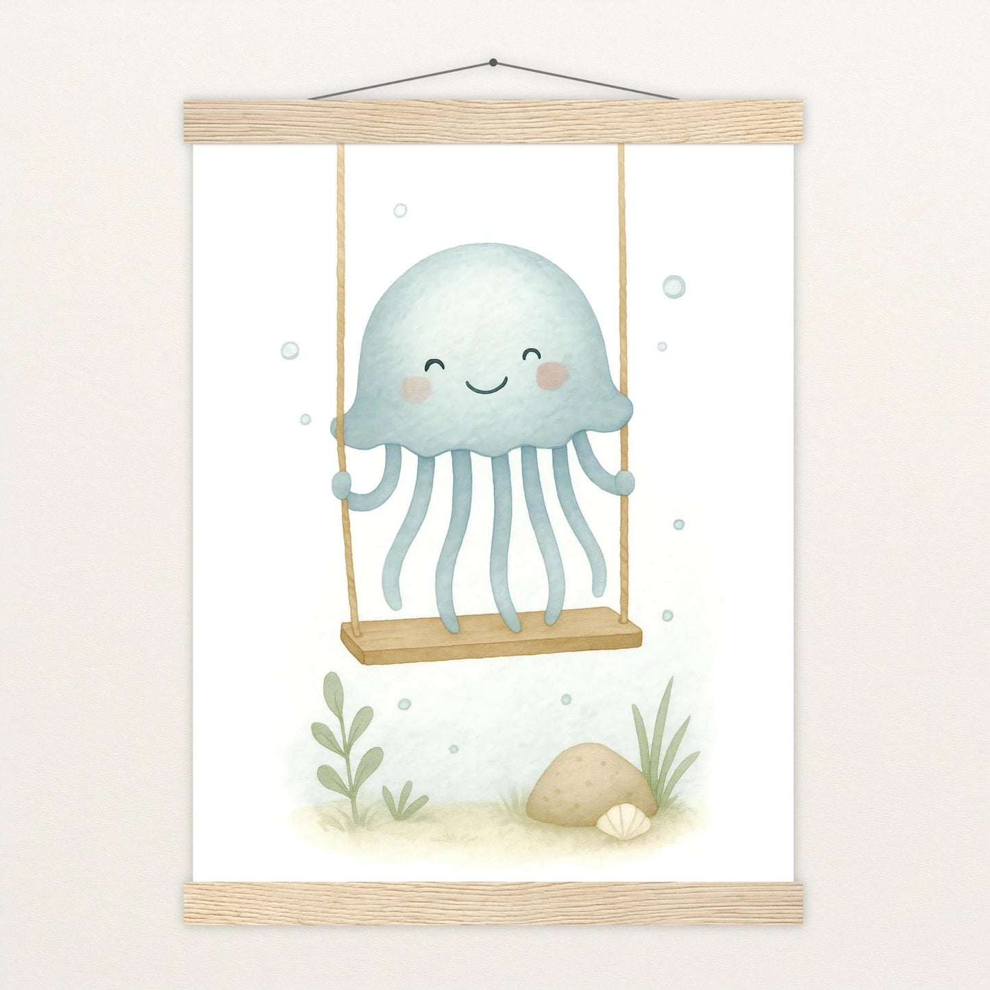 Quinn die Qualle - Motiv: "Schaukel" Poster mit Leisten von tinylearner