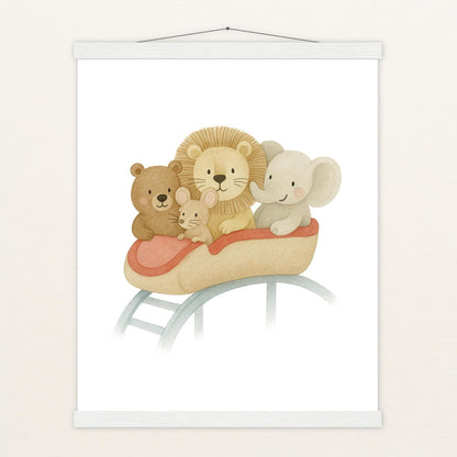 Tierfreunde - Motiv: "Achterbahn" Poster mit Leisten von tinylearner