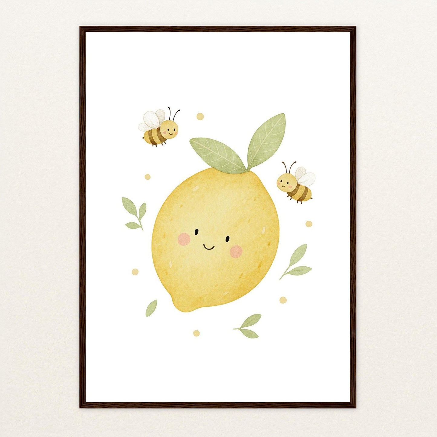 Obst: Zitrone Poster mit Holzrahmen von tinylearner