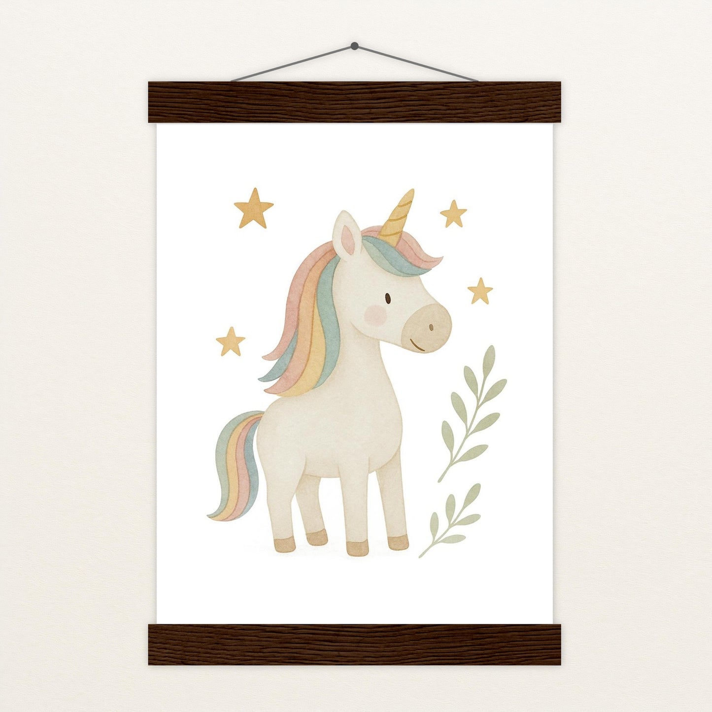 Luni das Einhorn Poster mit Leisten von tinylearner