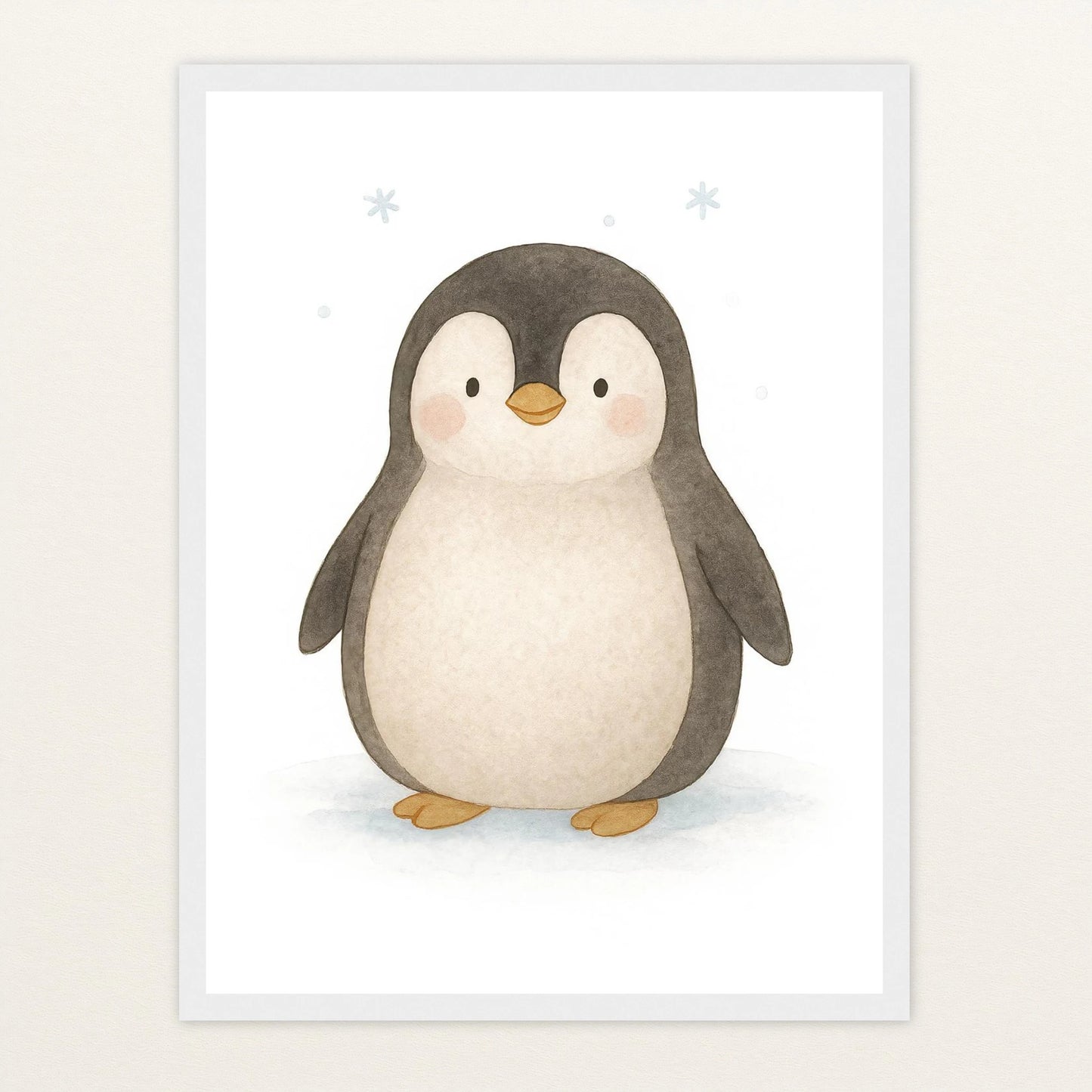 Pia der Pinguin Poster mit Holzrahmen von tinylearner