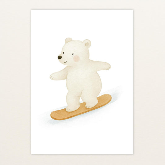 Pummel der Polarbär - Motiv: "Snowboard" Poster von tinylearner