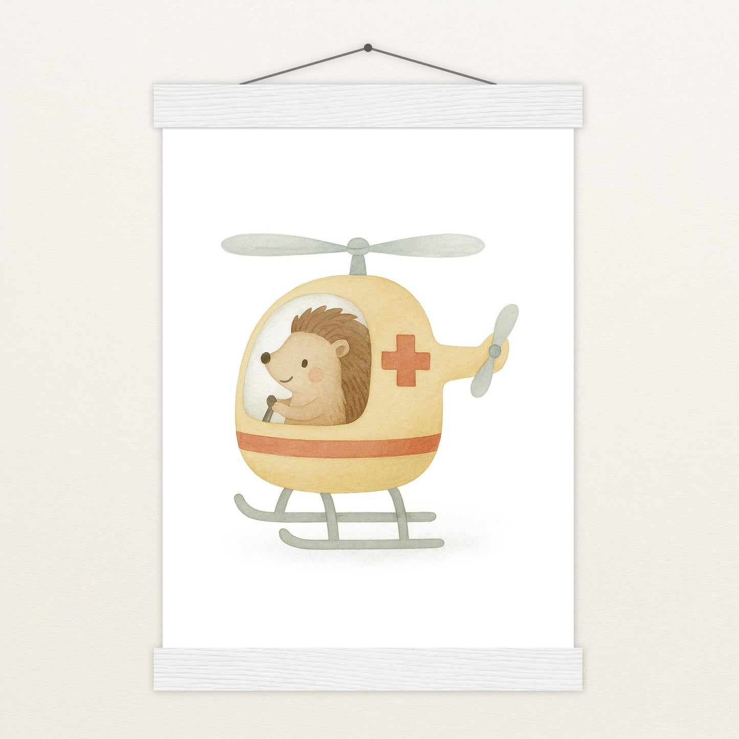 Iggi der Igel - Motiv: "Rettungshubschrauber" Poster mit Leisten von tinylearner