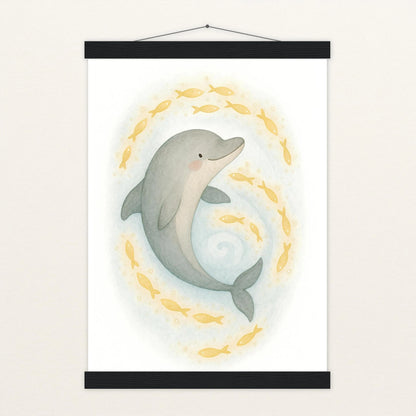 Dora der Delfin - Motiv: "Leuchtfische" Poster mit Leisten von tinylearner