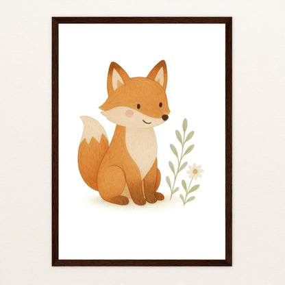 Finnegan der Fuchs Poster mit Holzrahmen von tinylearner