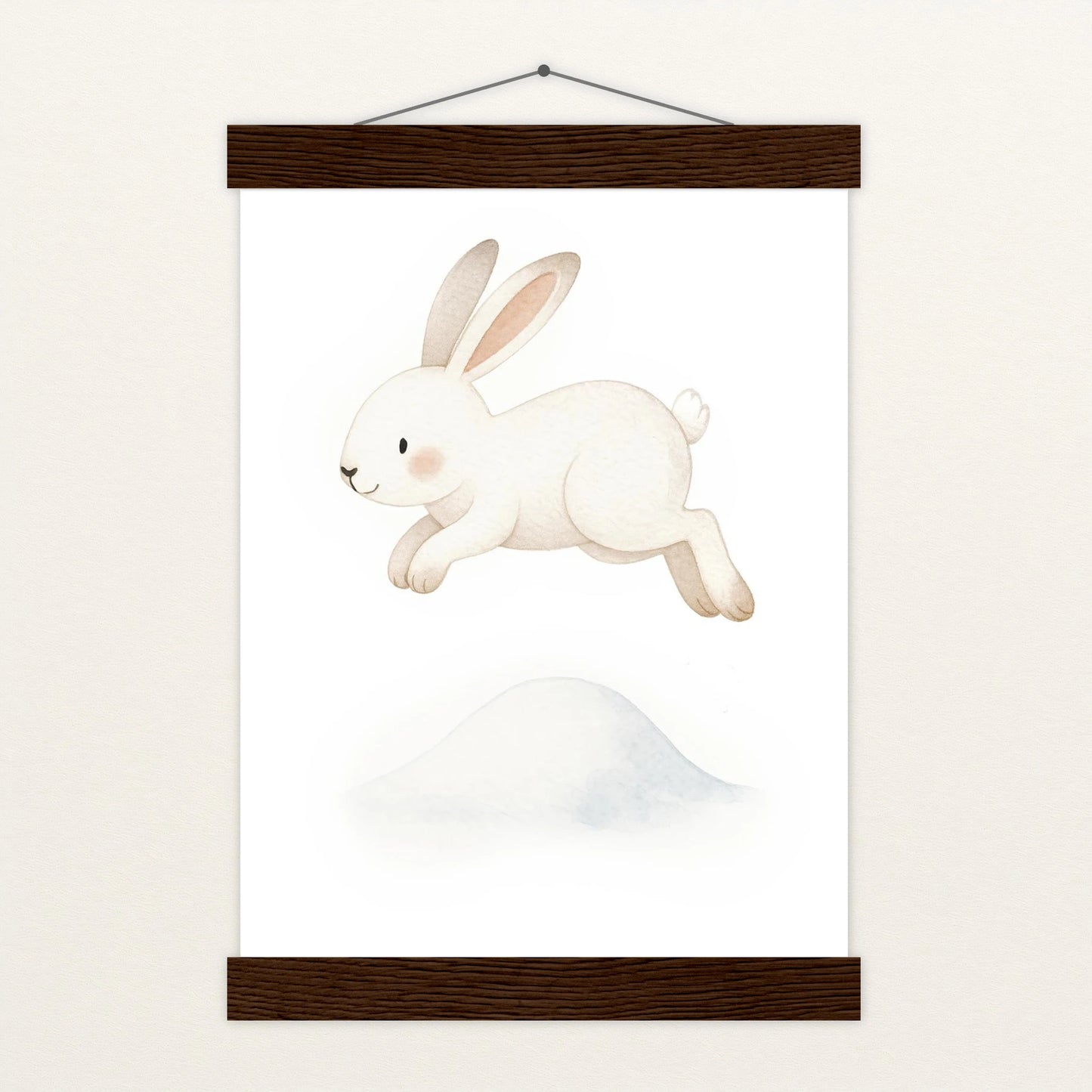 Sina der Schneehase - Motiv: "Schneehügel" Poster mit Leisten von tinylearner