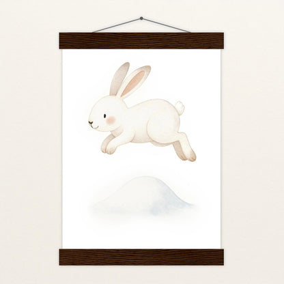 Sina der Schneehase - Motiv: "Schneehügel" Poster mit Leisten von tinylearner