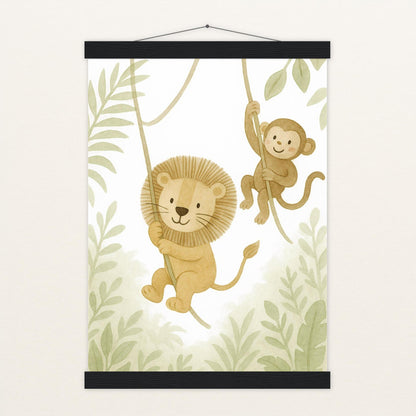 Tierfreunde - Motiv: "Lianen" Poster mit Leisten von tinylearner