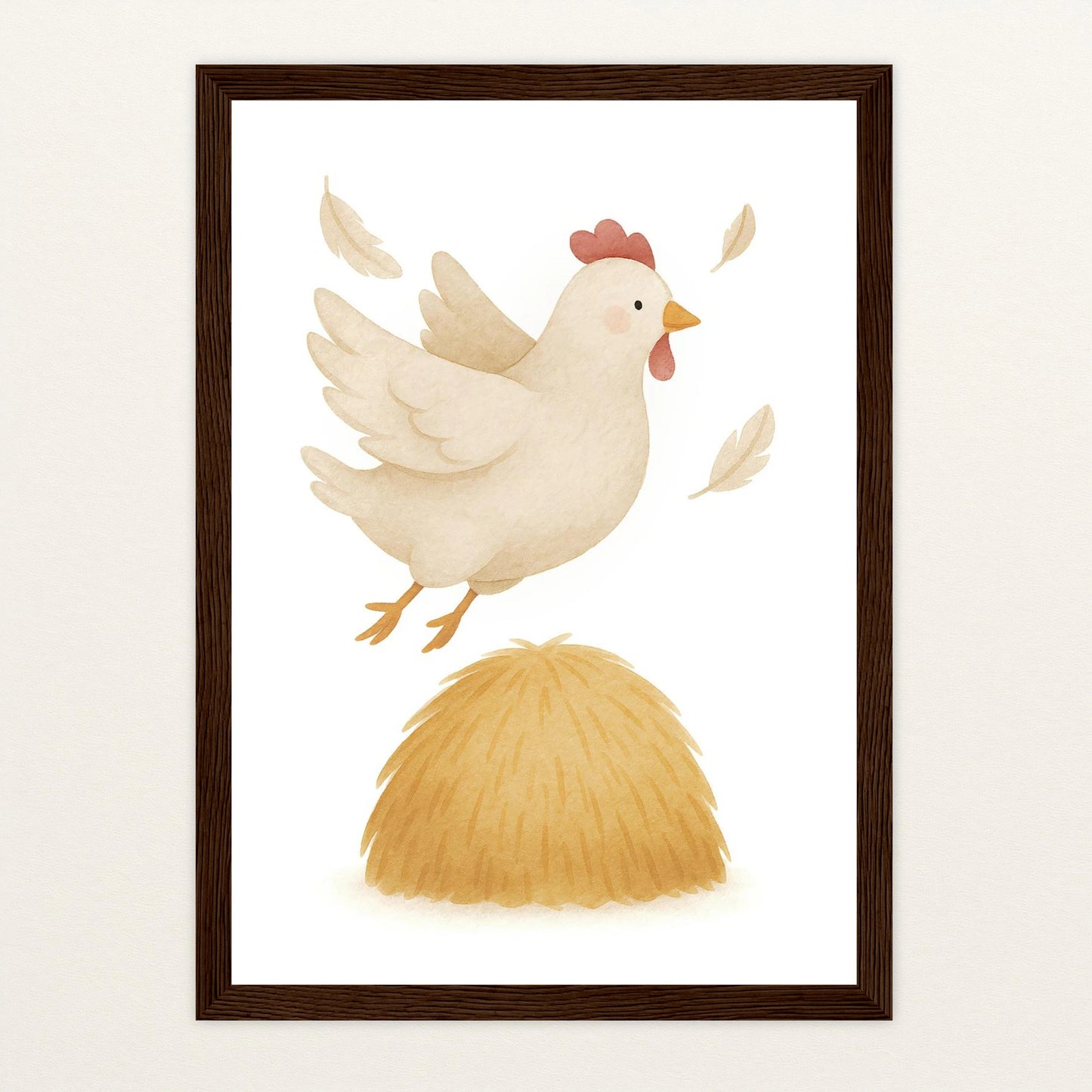 Hanni das Huhn - Motiv: "Heu" Poster mit Holzrahmen von tinylearner