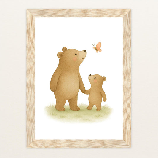 Balu der Bär - Motiv: "Schmetterling" Poster mit Holzrahmen von tinylearner