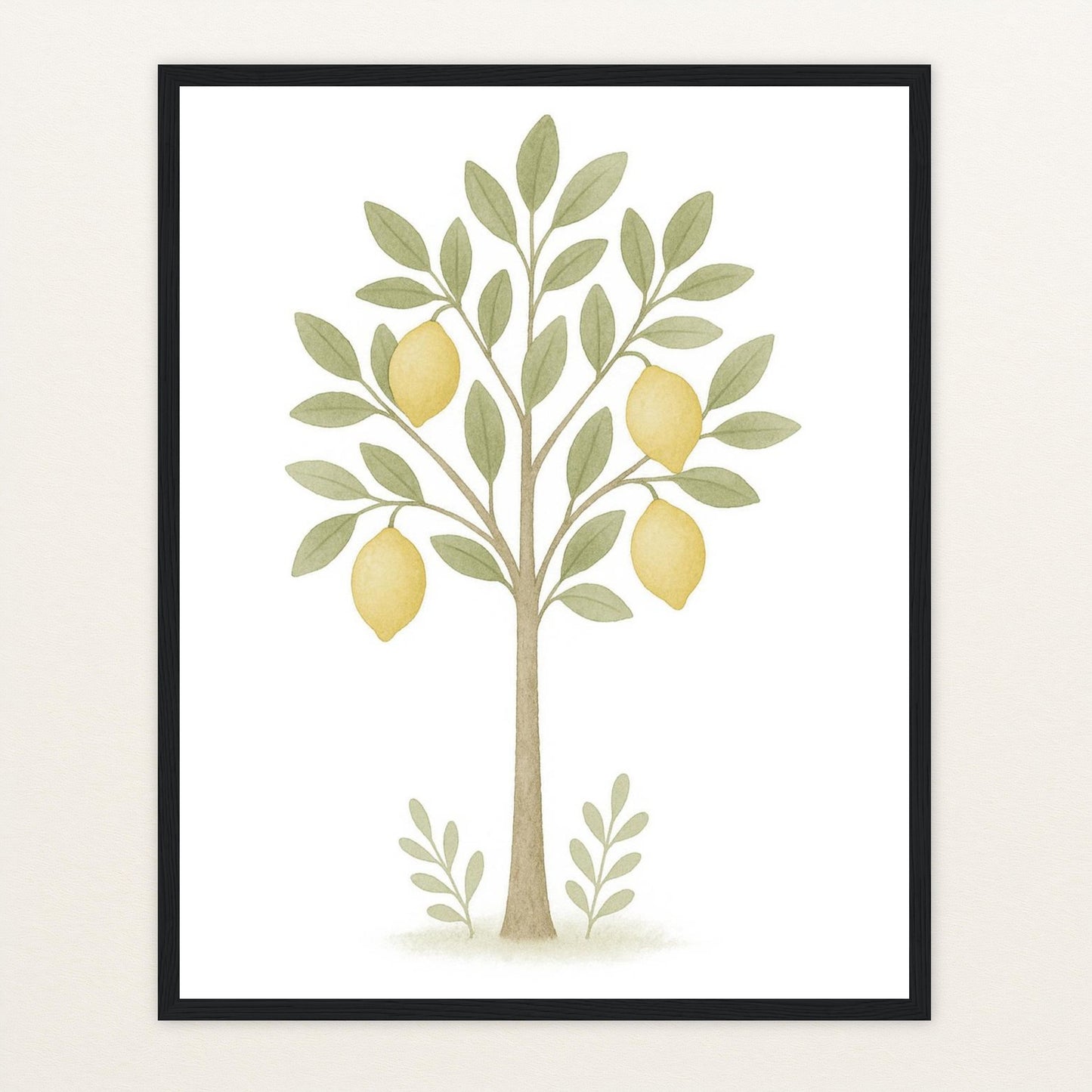 Zitronenbaum Poster mit Holzrahmen von tinylearner