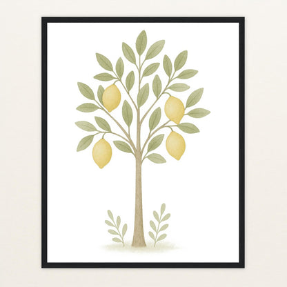 Zitronenbaum Poster mit Holzrahmen von tinylearner