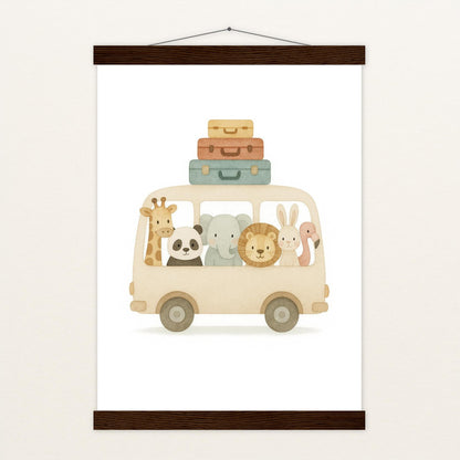 Tierfreunde - Motiv: "Reisebus" Poster mit Leisten von tinylearner