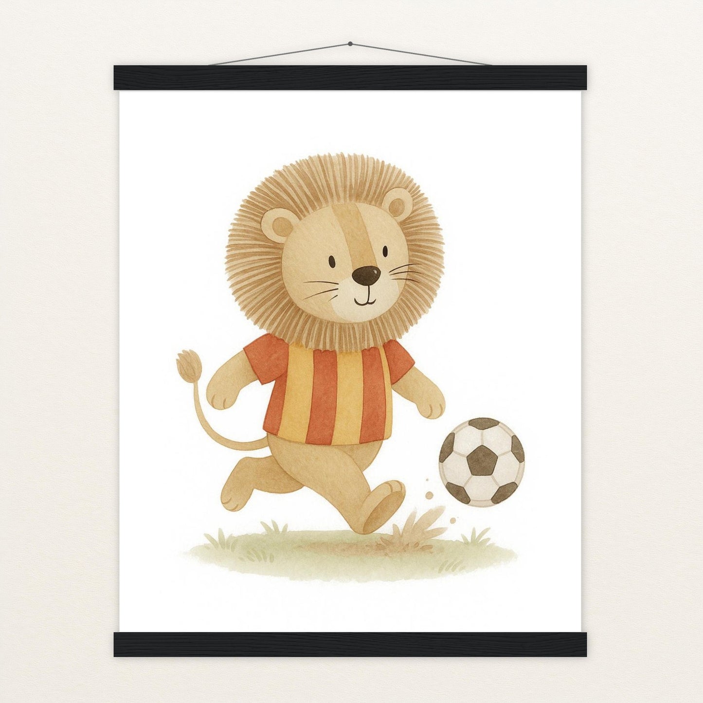 Leo der Löwe - Motiv: "Fußball" Poster mit Leisten von tinylearner