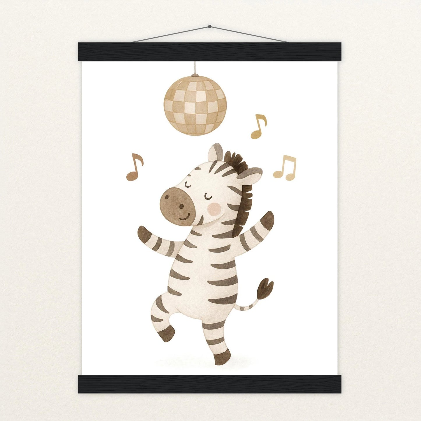 Zinni das Zebra - Motiv: "Tanzen" Poster mit Leisten von tinylearner