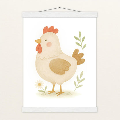 Hanni das Huhn Poster mit Leisten von tinylearner