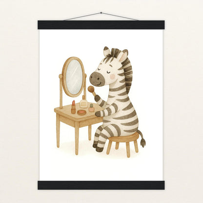 Zinni das Zebra - Motiv: "Schminken" Poster mit Leisten von tinylearner
