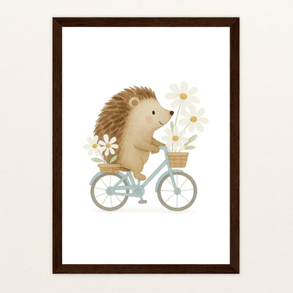 Iggi der Igel - Motiv: "Frühling" Poster mit Holzrahmen von tinylearner