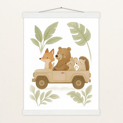 Tierfreunde - Motiv: "Safari" Poster mit Leisten von tinylearner