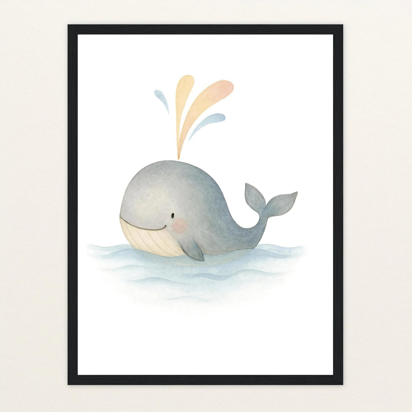 Willi der Wal - Motiv: "Freude" Poster mit Holzrahmen von tinylearner