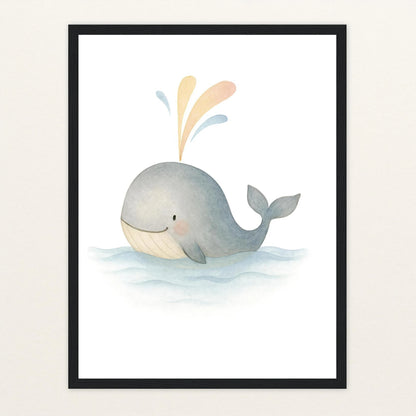Willi der Wal - Motiv: "Freude" Poster mit Holzrahmen von tinylearner