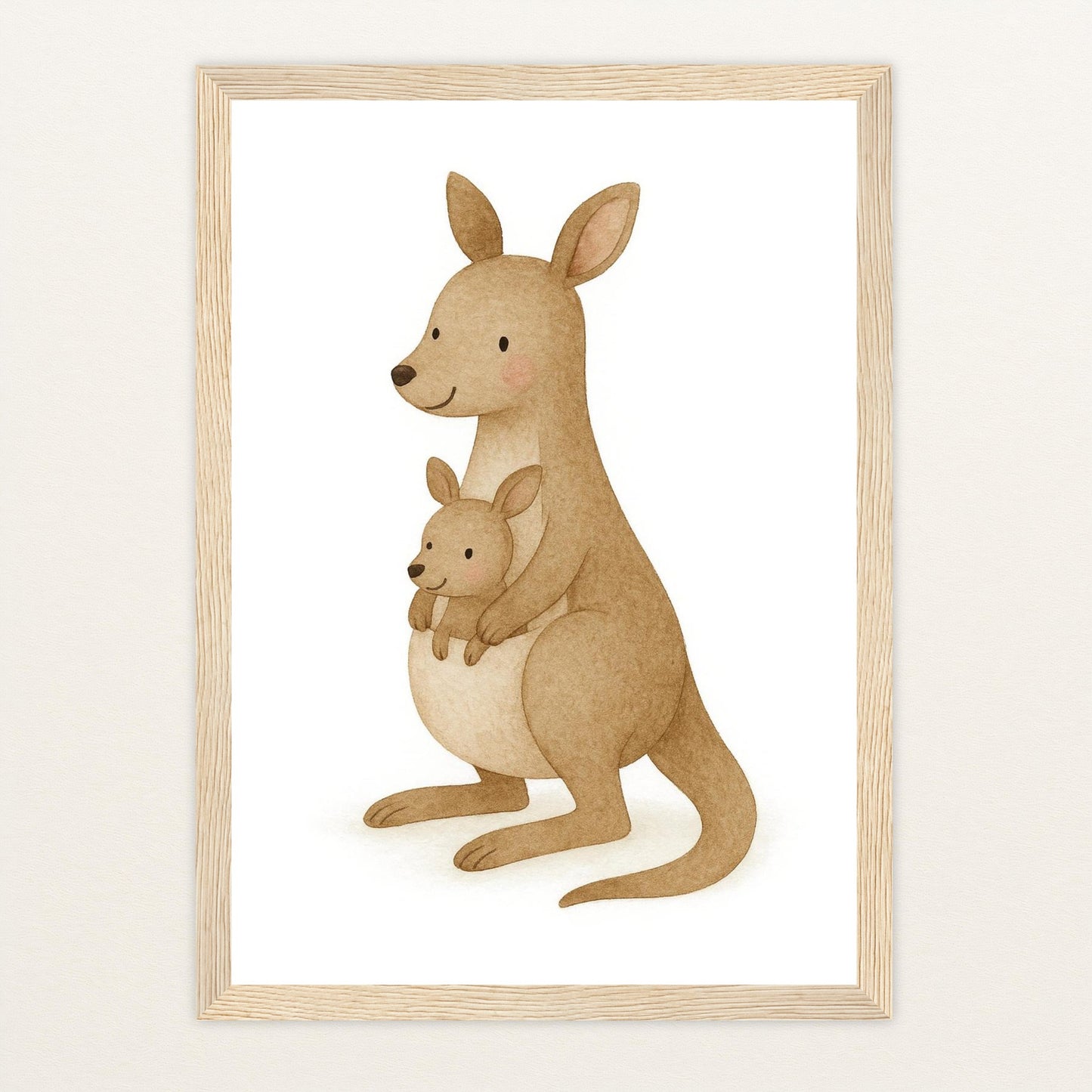 Kängu das Känguru Poster mit Holzrahmen von tinylearner
