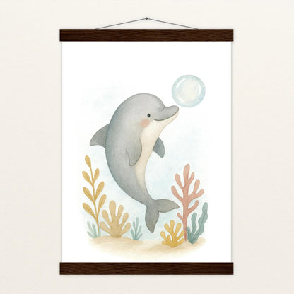 Dora der Delfin - Motiv: "Luftblase" Poster mit Leisten von tinylearner