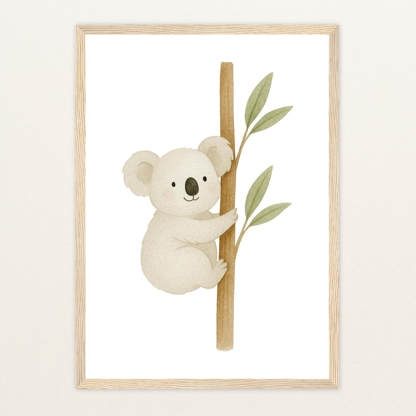 Kori der Koala Poster mit Holzrahmen von tinylearner