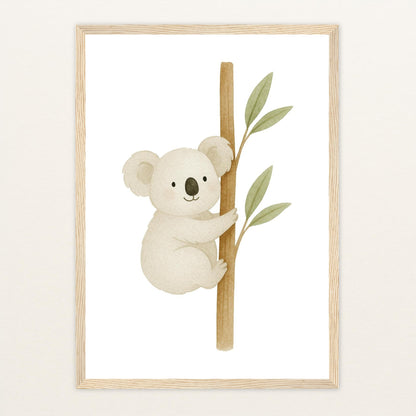 Kori der Koala Poster mit Holzrahmen von tinylearner