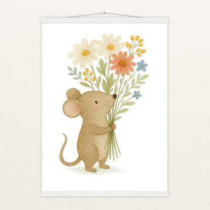 Mimi die Maus - Motiv: "Blumenstrauß" Poster mit Leisten von tinylearner
