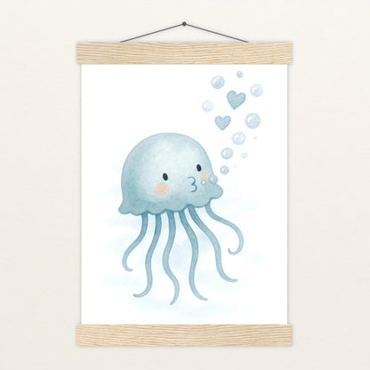 Quinn die Qualle - Motiv: "Luftblasen" Poster mit Leisten von tinylearner