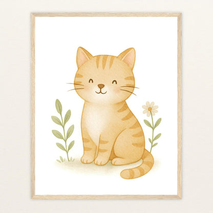 Kira die Katze Poster mit Holzrahmen von tinylearner