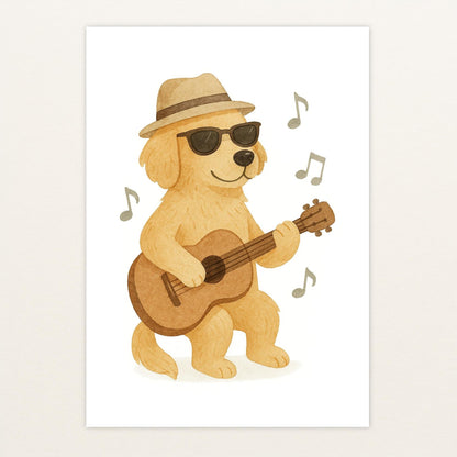 Hugo der Hund - Motiv: "Gitarre" Poster von tinylearner