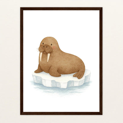 Wally das Walross Poster mit Holzrahmen von tinylearner