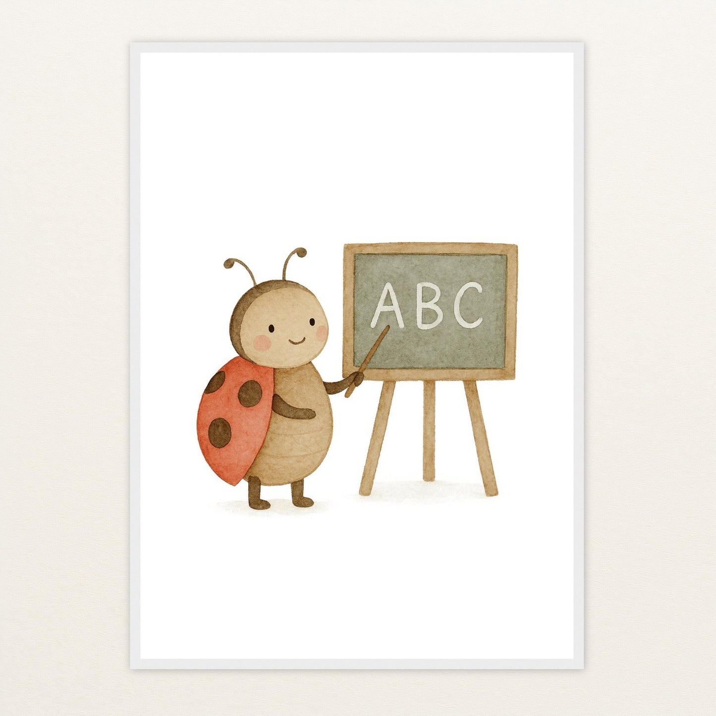 Marie der Marienenkäfer - Lehrer Poster mit Holzrahmen von tinylearner