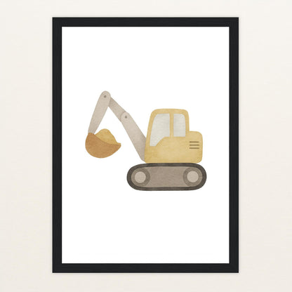 Bagger Poster mit Holzrahmen von tinylearner
