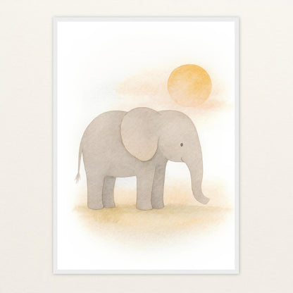 Emil der Elefant - Motiv: "Sonne" Poster mit Holzrahmen von tinylearner