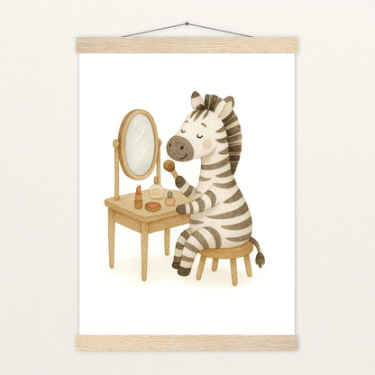 Zinni das Zebra - Motiv: "Schminken" Poster mit Leisten von tinylearner
