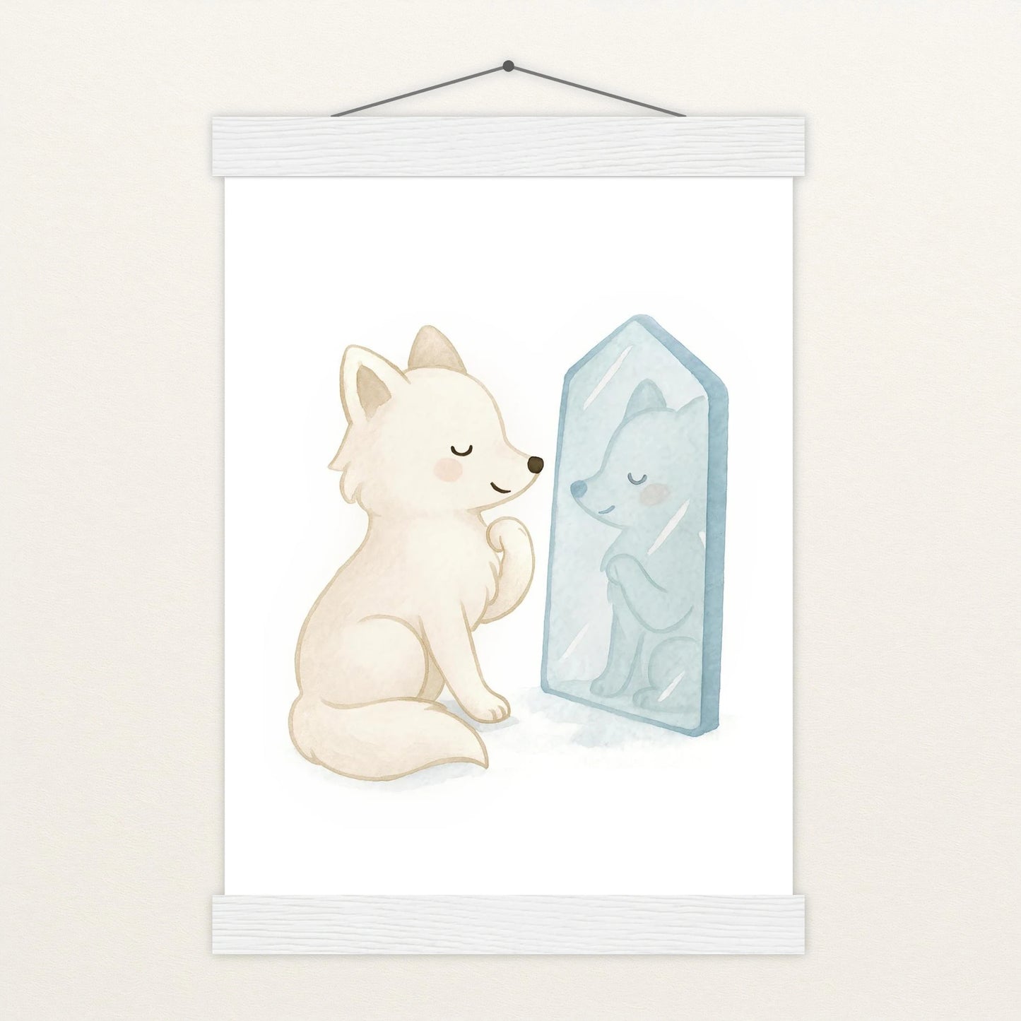 Pino der Polarfuchs - Motiv: "Spiegel" Poster mit Leisten von tinylearner