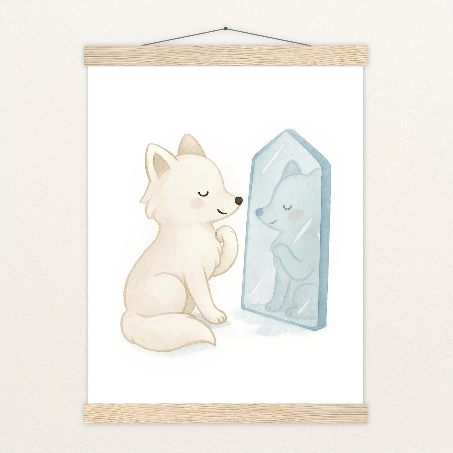 Pino der Polarfuchs - Motiv: "Spiegel" Poster mit Leisten von tinylearner