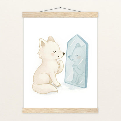 Pino der Polarfuchs - Motiv: "Spiegel" Poster mit Leisten von tinylearner