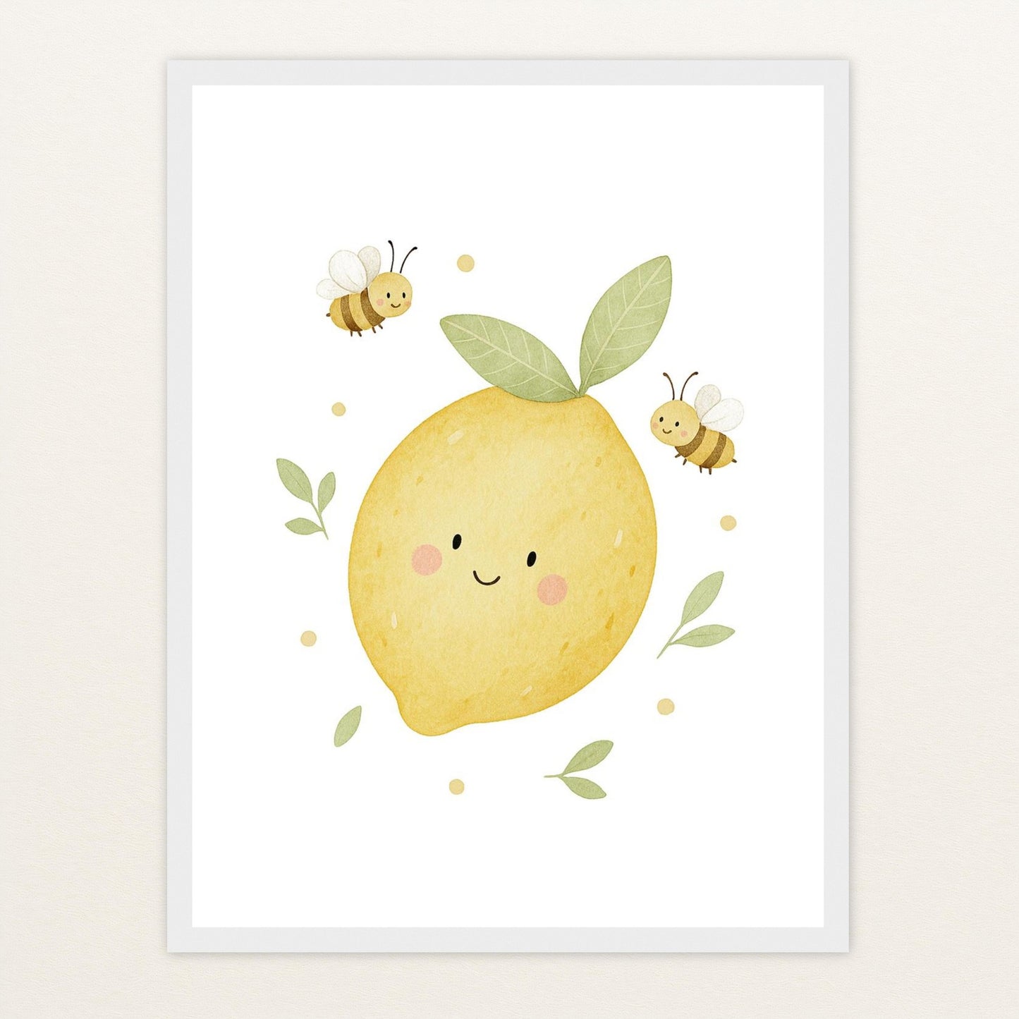 Obst: Zitrone Poster mit Holzrahmen von tinylearner