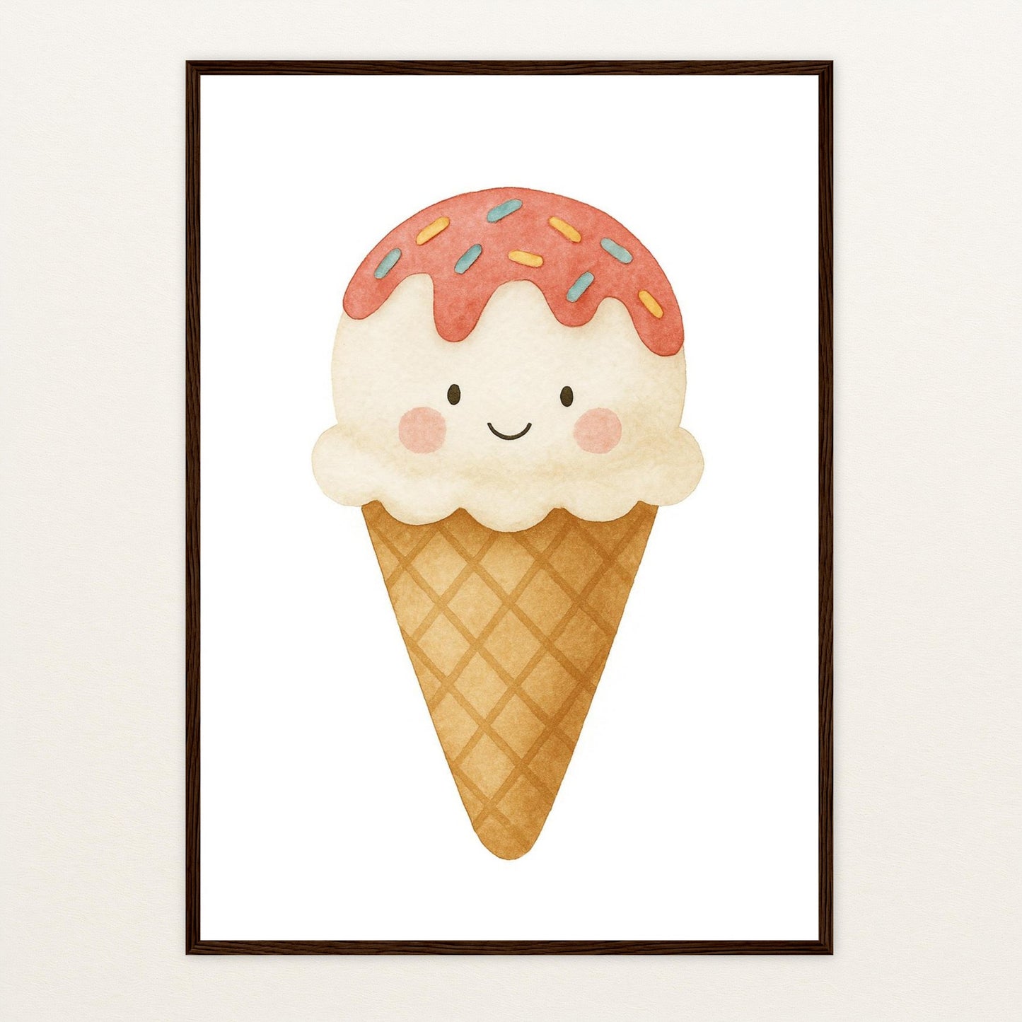 Süßes: Eiscreme Poster mit Holzrahmen von tinylearner