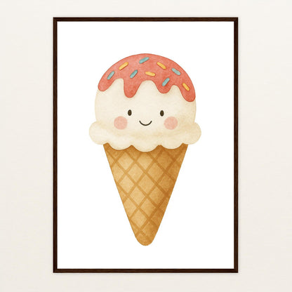 Süßes: Eiscreme Poster mit Holzrahmen von tinylearner