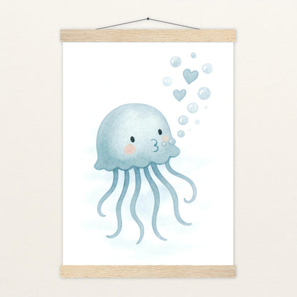 Quinn die Qualle - Motiv: "Luftblasen" Poster mit Leisten von tinylearner