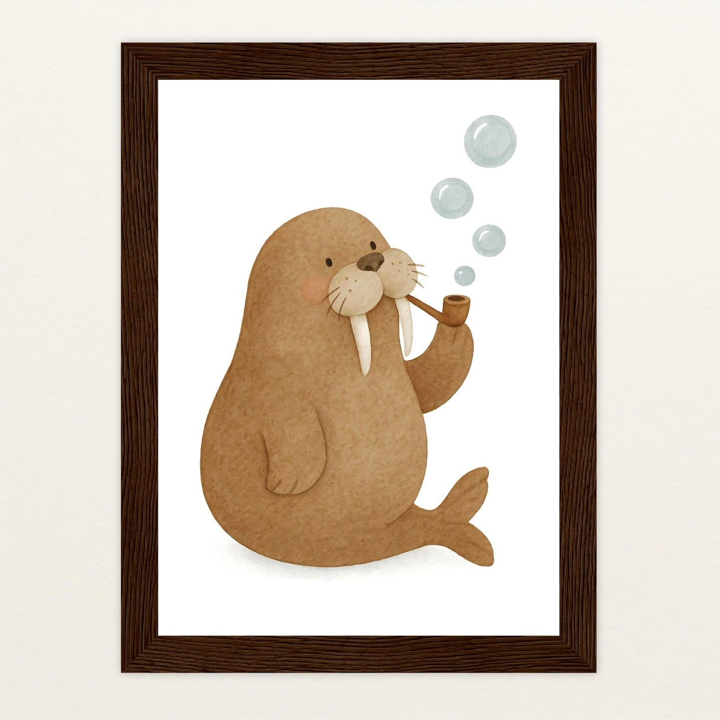 Wally das Walross - Motiv: "Blubbern" Poster mit Holzrahmen von tinylearner